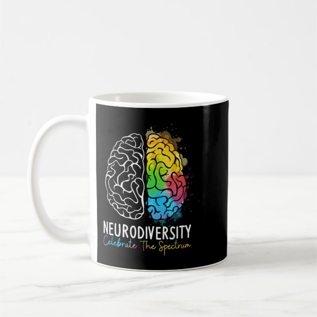 Neurodiversity Autism Sptrum ASD ADHD Rainbow Br Kaffemugg (Vänster)