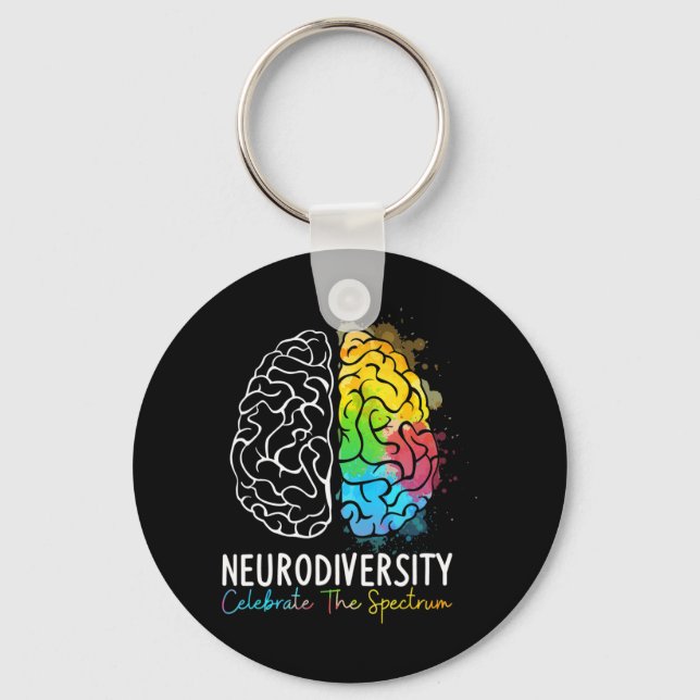 Neurodiversity Autism Sptrum ASD ADHD Rainbow Br Nyckelring (Framsida)