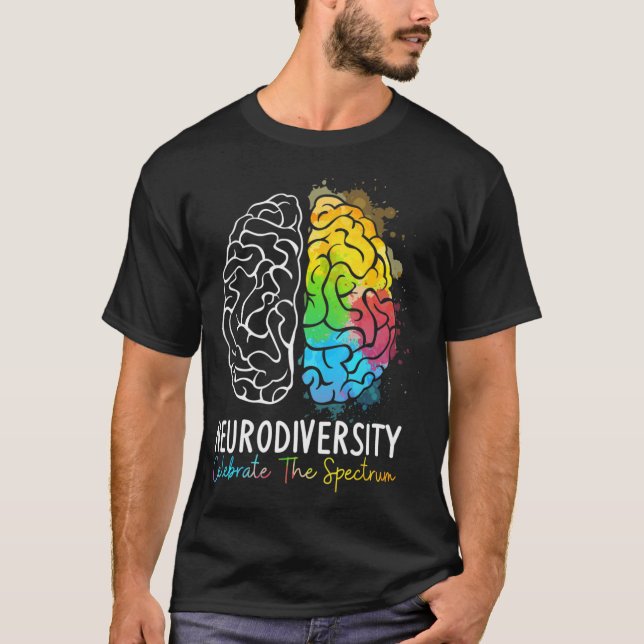 Neurodiversity Autism Sptrum ASD ADHD Rainbow Br T Shirt (Framsida)