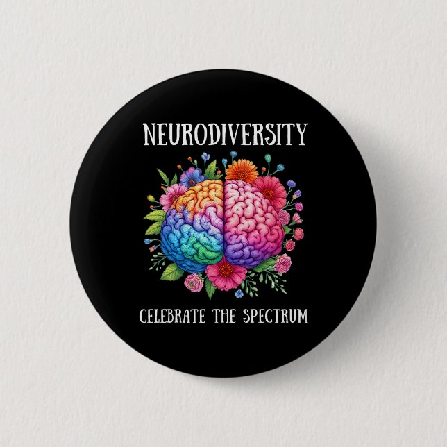 Neurodiversity Brain Adhd Awareness Asd Autism Knapp (Framsida)