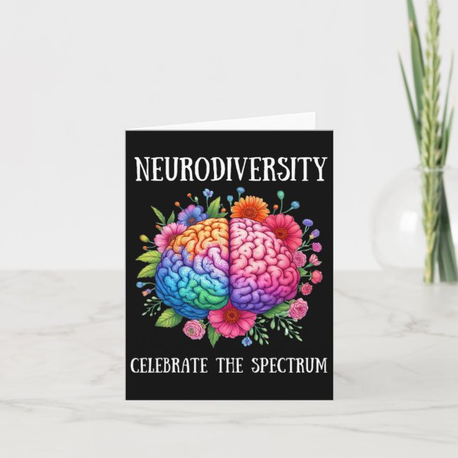 Neurodiversity Brain Adhd Awareness Asd Autism Kort (Framsida)