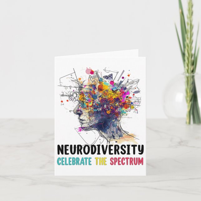 Neurodiversity Brain Autism Awareness Asd Adhd Man Kort (Framsida)