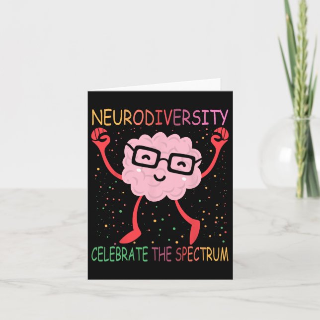 Neurodiversity Brain Autism Awareness Asd Adhd Man Kort (Framsida)
