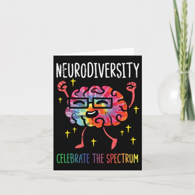 Neurodiversity Brain Autism Awareness Asd Adhd Man Kort (Framsida)