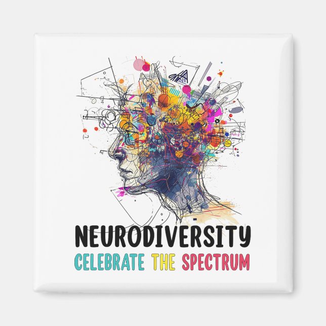 Neurodiversity Brain Autism Awareness Asd Adhd Man Magnet (Framsidan)