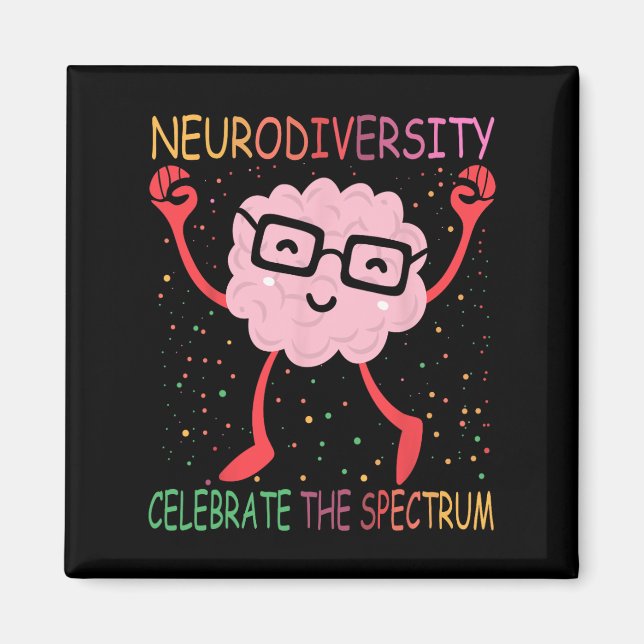 Neurodiversity Brain Autism Awareness Asd Adhd Man Magnet (Framsidan)