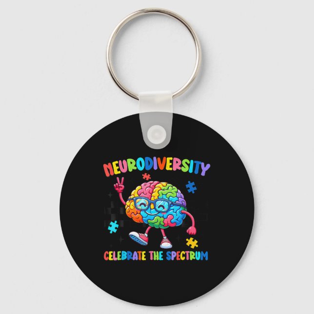 Neurodiversity Brain Autism Awareness Asd Adhd Man Nyckelring (Framsida)