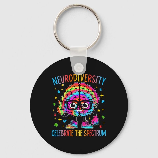 Neurodiversity Brain Autism Awareness Asd Adhd Man Nyckelring (Framsida)