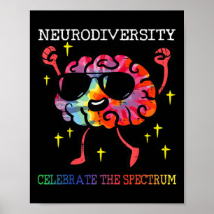 Neurodiversity Brain Autism Awareness Asd Adhd Man Poster