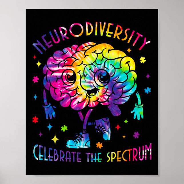 Neurodiversity Brain Autism Awareness Asd Adhd Man Poster (Framsidan)