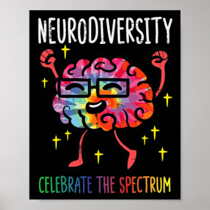 Neurodiversity Brain Autism Awareness Asd Adhd Man Poster