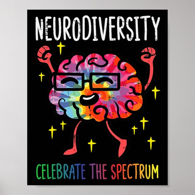 Neurodiversity Brain Autism Awareness Asd Adhd Man Poster (Framsidan)