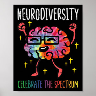 Neurodiversity Brain Autism Awareness Asd Adhd Man Poster