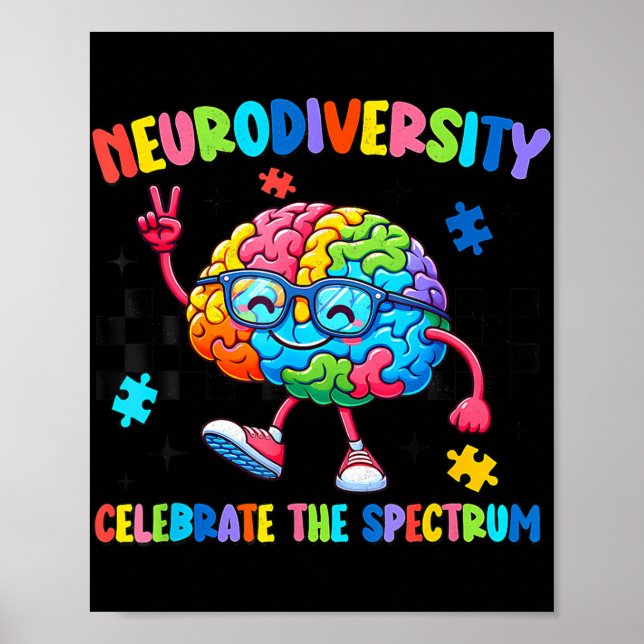 Neurodiversity Brain Autism Awareness Asd Adhd Man Poster (Framsidan)
