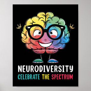 Neurodiversity Brain Autism Awareness Asd Adhd Man Poster
