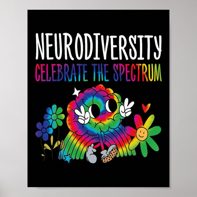 Neurodiversity Brain Autism Awareness Asd Adhd Man Poster (Framsidan)