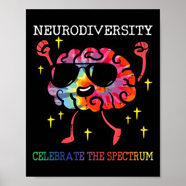 Neurodiversity Brain Autism Awareness Asd Adhd Man Poster (Framsidan)