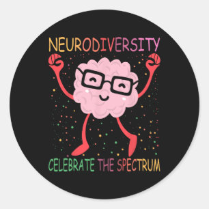 Neurodiversity Brain Autism Awareness Asd Adhd Man Runt Klistermärke