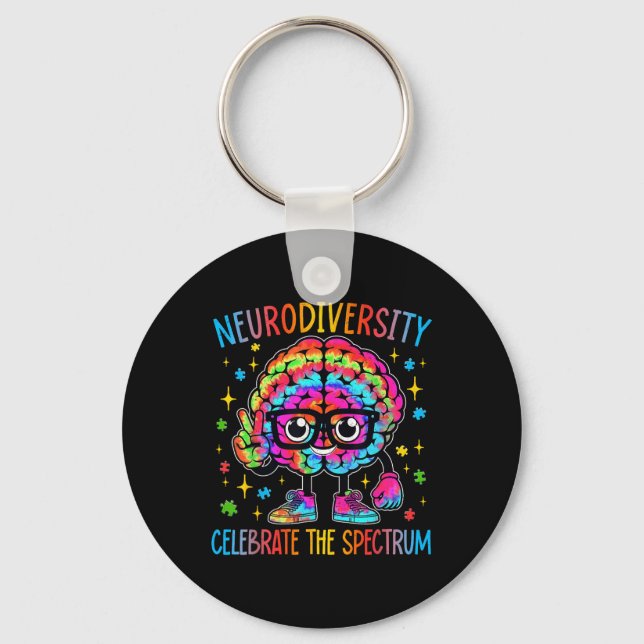 Neurodiversity Brain Autism Awareness Asd Adhd Nyckelring (Framsida)