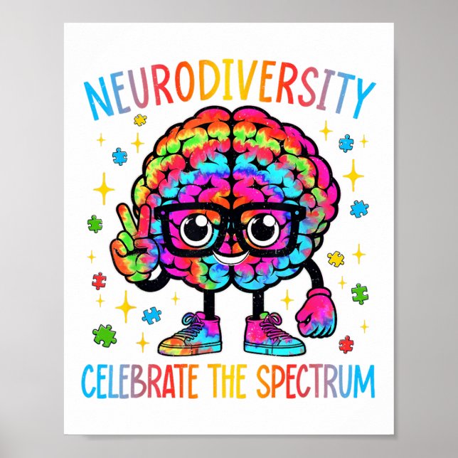 Neurodiversity Brain Autism Awareness Asd Adhd Poster (Framsidan)