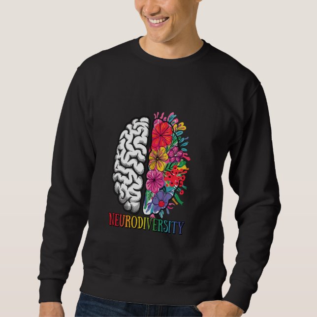 Neurodiversity Brain Flowers Autism Awareness Lång Ärmad Tröja (Framsida)