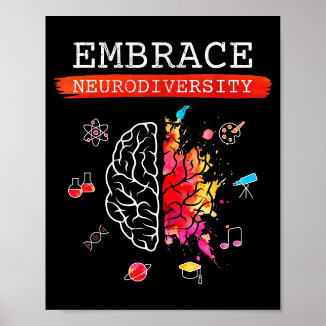 Neurodiversity Embrace Adhd Autism Asd Awareness G Poster (Framsidan)