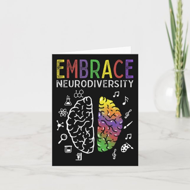 Neurodiversity Embrace Adhd Autism Asd Brain Kort (Framsida)