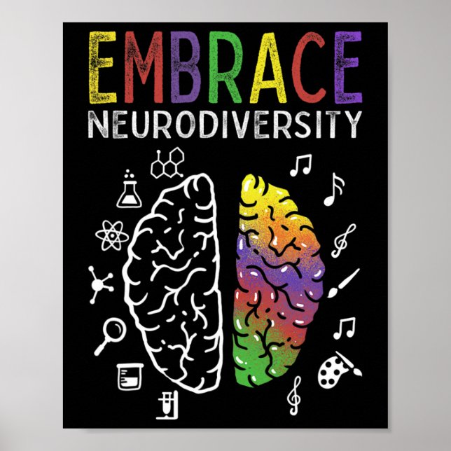 Neurodiversity Embrace Adhd Autism Asd Brain Poster (Framsidan)
