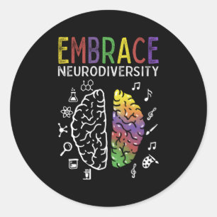 Neurodiversity Embrace Adhd Autism Asd Brain Runt Klistermärke