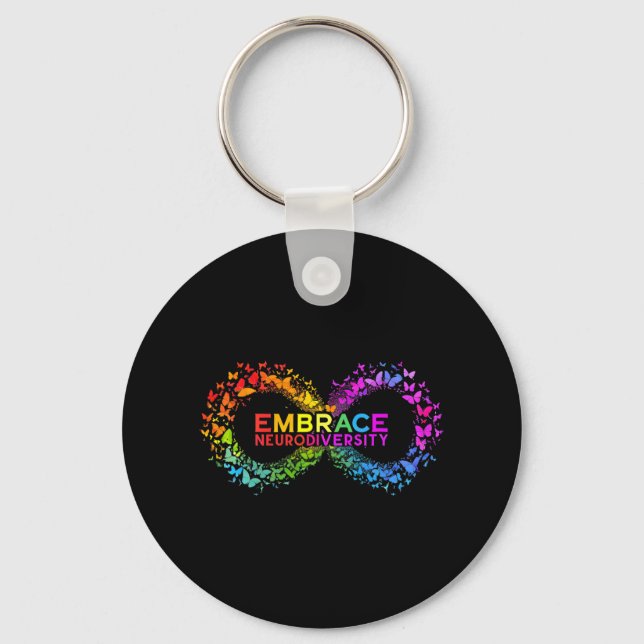 Neurodiversity Embrace Adhd Autism Asd Butterfly I Nyckelring (Framsida)
