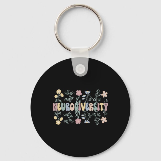 Neurodiversity Flowers Autism Neurodivergent 1 Nyckelring (Framsida)