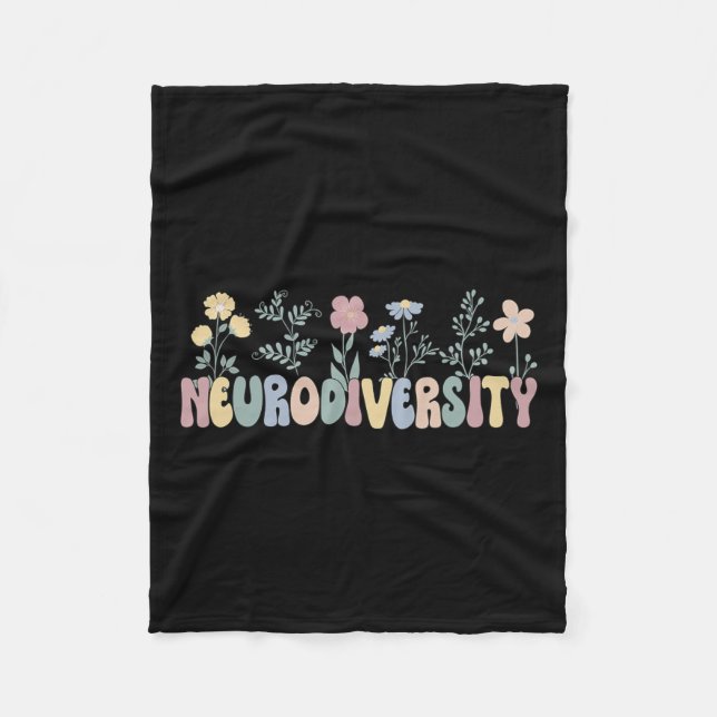 Neurodiversity Flowers Autism Neurodivergent Fleecefilt (Framsidan)
