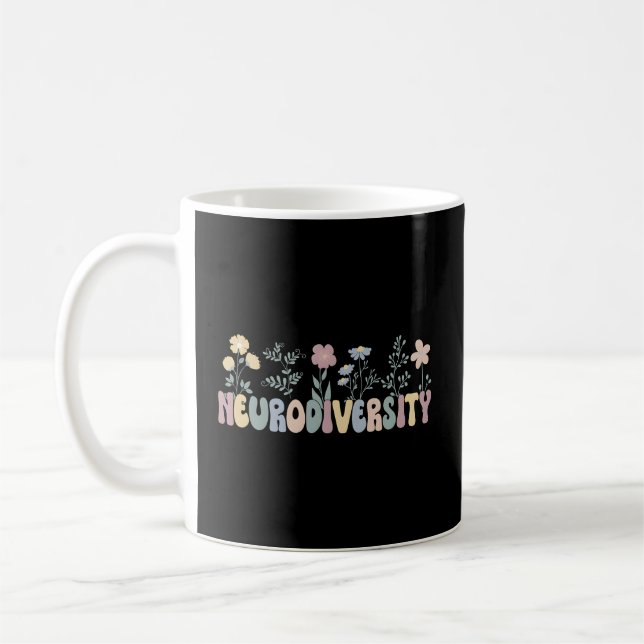 Neurodiversity Flowers Autism Neurodivergent Kaffemugg (Vänster)