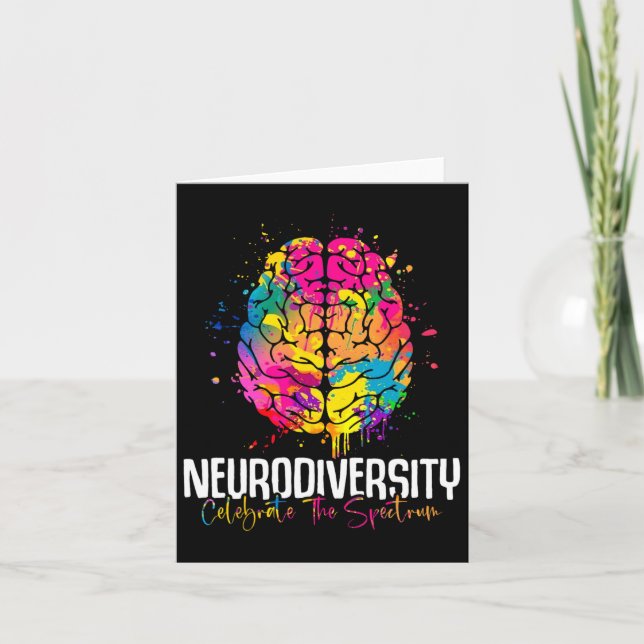 Neurodiversity Flowers Neurodivergent Autism Medve Kort (Framsida)