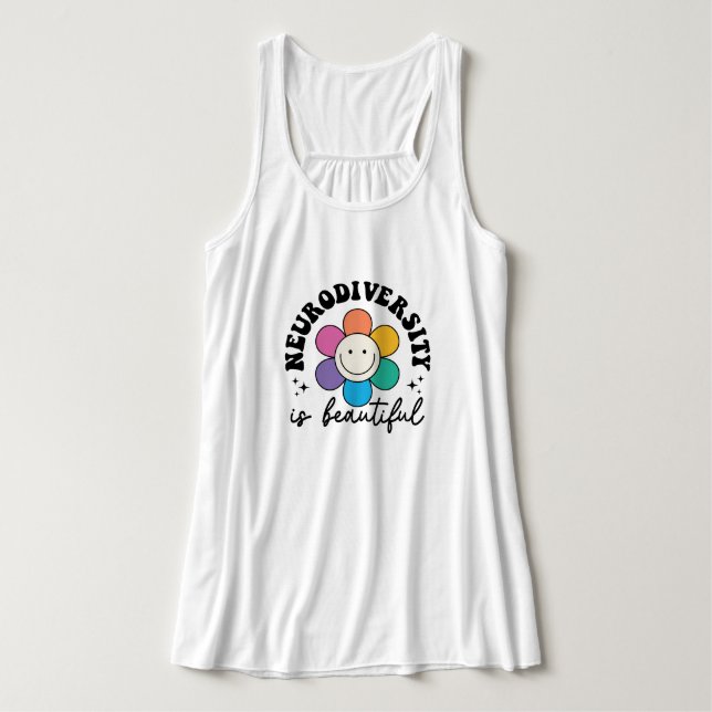 "Neurodiversity is Beautiful" Retro Flower Linne Med Racerback (Design framsida)