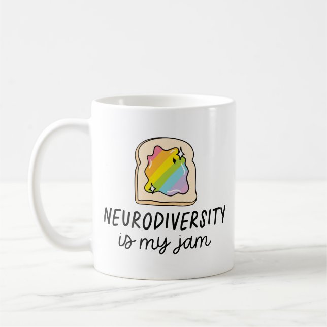 Neurodiversity Is My Jam Rainbow Toast Kaffemugg (Vänster)