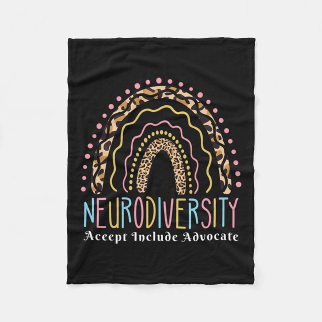 Neurodiversity Rainbow accepterar advokat Kärlek A Fleecefilt (Framsidan)