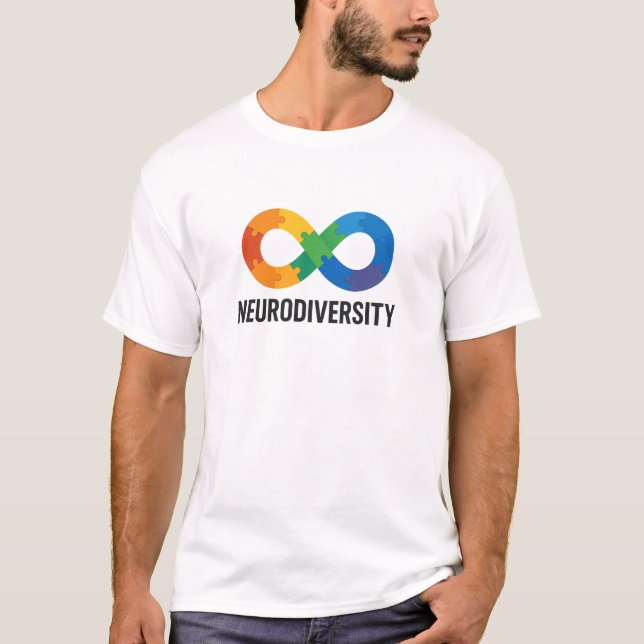 Neurodiversity Rainbow Infinity Puzzle Design T Shirt (Framsida)