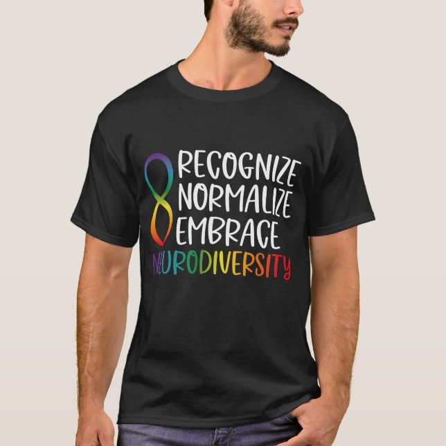 Neurodiversity Rainbow Infinity T Shirt (Framsida)