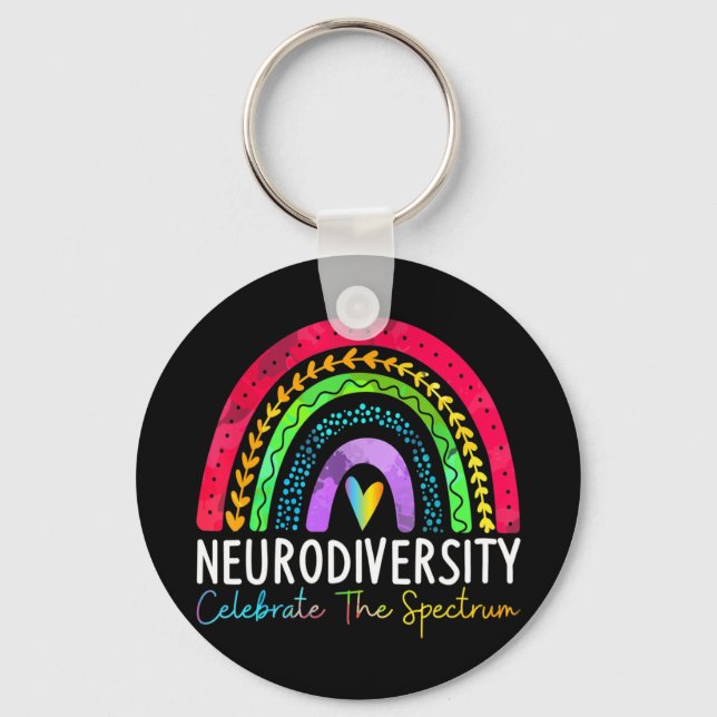 Neurodiversity Shirt Autism Spectrum ASD ADHD Rain Nyckelring (Framsida)