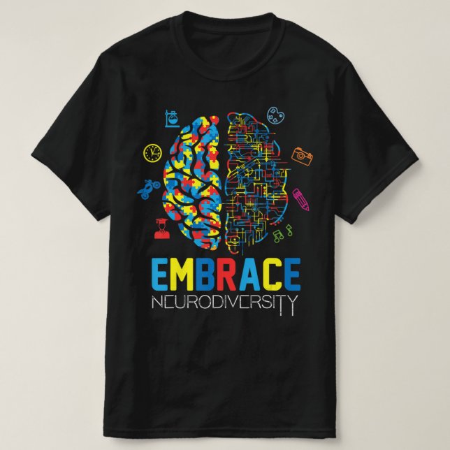 Neurodiversity Shirt Embrace ADHD Autism Awareness T Shirt (Design framsida)