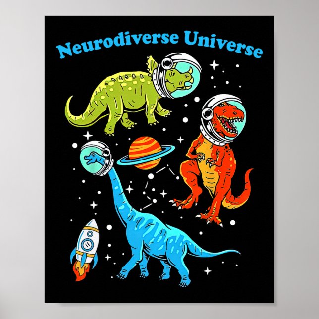 Neurodiversity Universe Dinosaurs Space Adhd Asd A Poster (Framsidan)
