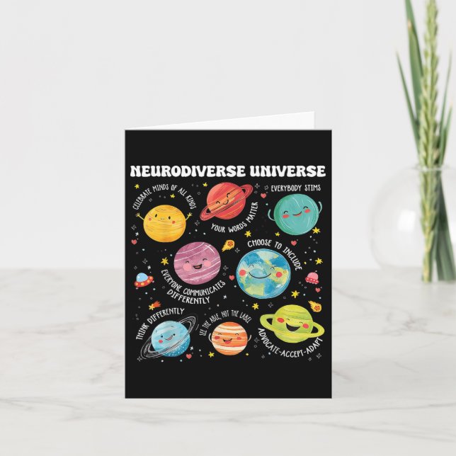 Neurodiversity Universe Planet Autism Awareness Ne Kort (Framsida)
