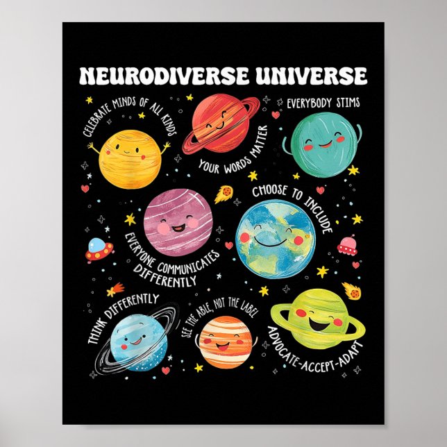 Neurodiversity Universe Planet Autism Awareness Ne Poster (Framsidan)