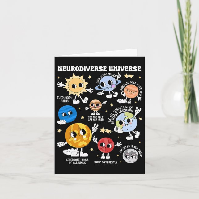 Neurodiversity Universe Planet Autism Awareness Su Kort (Framsida)