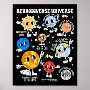 Neurodiversity Universe Planet Autism Awareness Su Poster