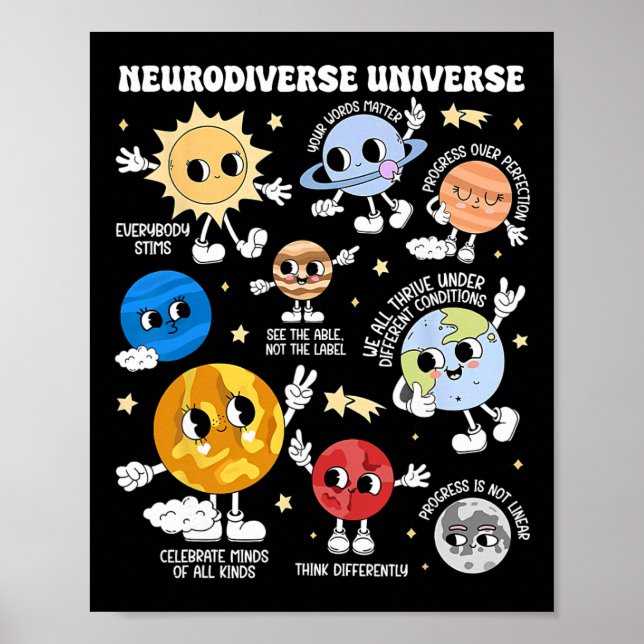 Neurodiversity Universe Planet Autism Awareness Su Poster (Framsidan)