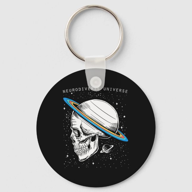 Neurodiversity Universe Skull Neurodiversity Autis Nyckelring (Framsida)