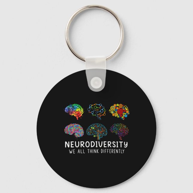 Neurodiversity we all Tänka Differentiate Brain Au Nyckelring (Framsida)