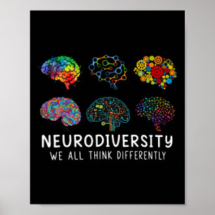 Neurodiversity we all Tänka Differentiate Brain Au Poster